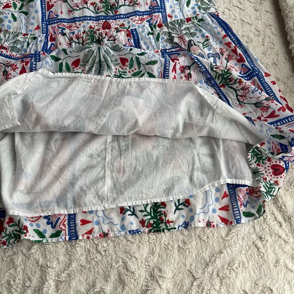 LOFT mermaid print dress seashell heart palm tree cotton midi maxi‎ tie waist XS - Picture 9 of 16